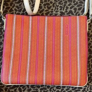 Coach Vibrant Orange and Pink Striped Crossbody Bag